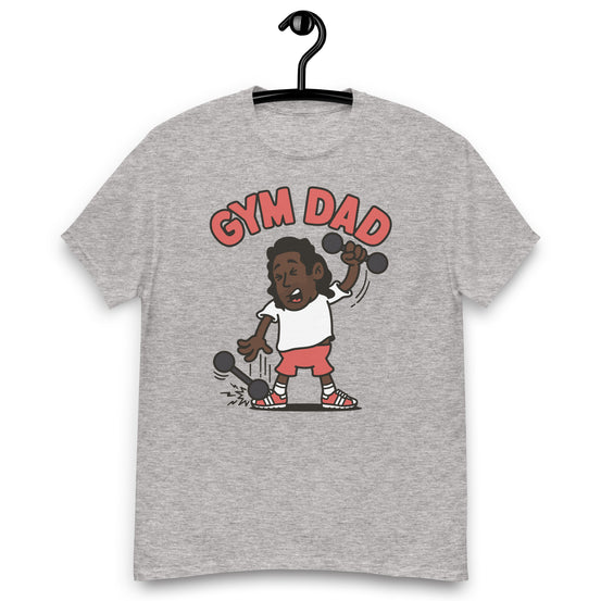 Gym Black Hair Dark Skin Tone No-Glasses Long Stubble Dad T-Shirt