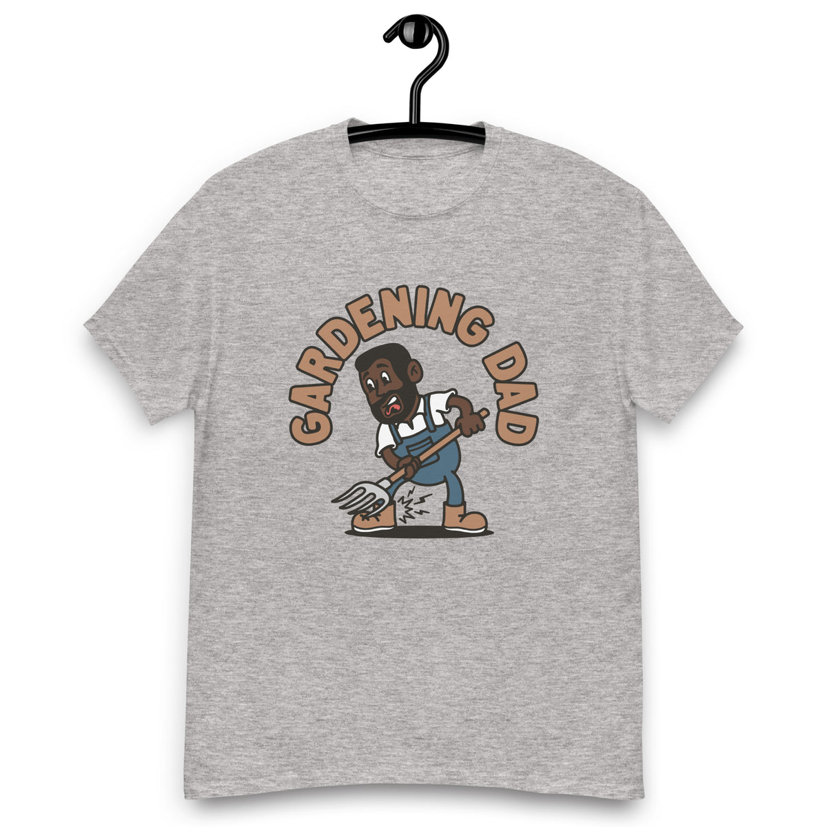 Gardening Black Hair Dark Skin Tone No-Glasses Short Beard Dad T-Shirt