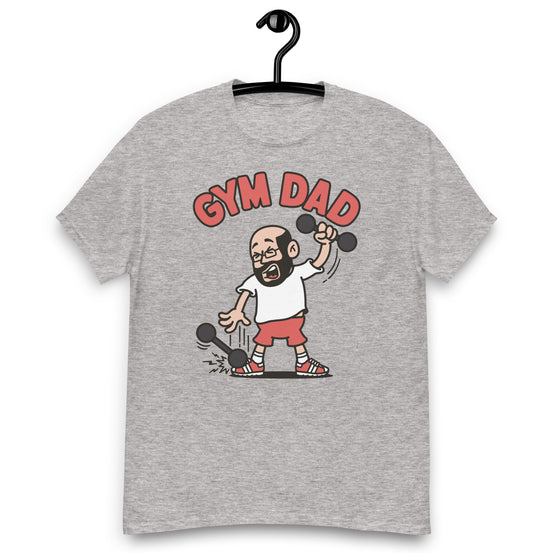 Gym Black Hair Light Skin Tone Glasses Bald Beard Dad T-Shirt