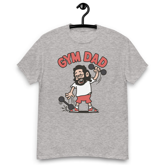 Gym Black Hair Light Skin Tone Glasses Long Beard Dad T-Shirt
