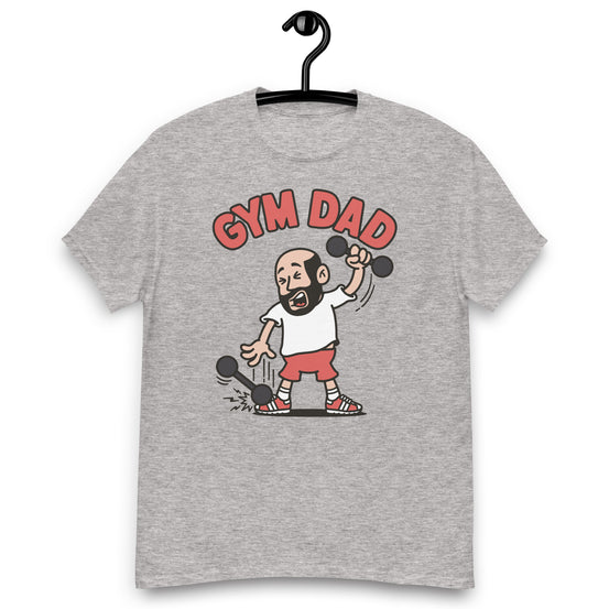 Gym Black Hair Light Skin Tone No-Glasses Bald Beard Dad T-Shirt