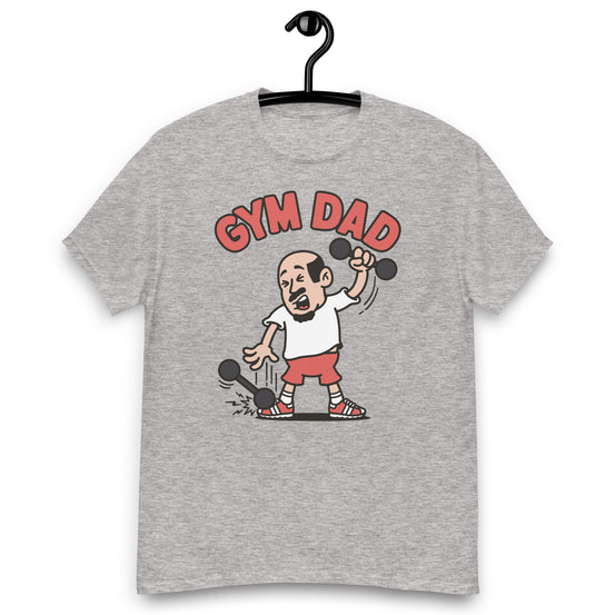 Gym Black Hair Light Skin Tone No-Glasses Bald Moustache & Chin Beard Dad T-Shirt