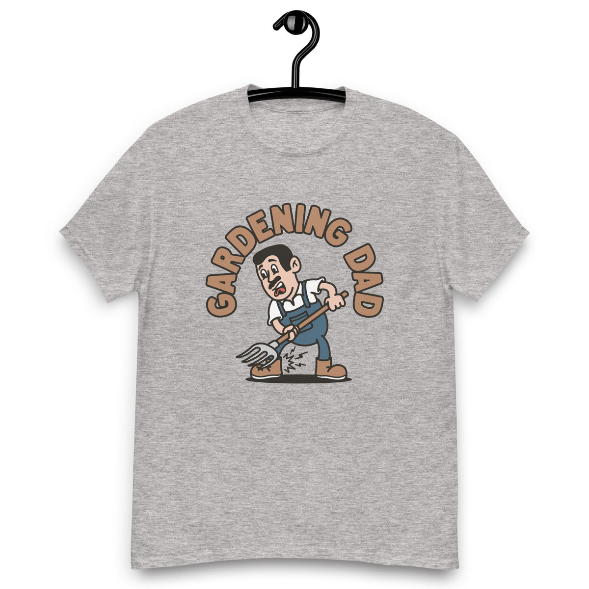 Gardening Black Hair Light Skin Tone No-Glasses Short Moustache Dad T-Shirt