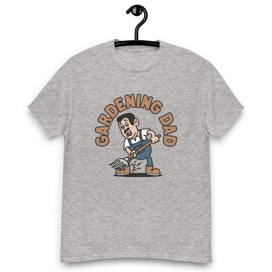 Gardening Black Hair Light Skin Tone No-Glasses Short Moustache Dad T-Shirt