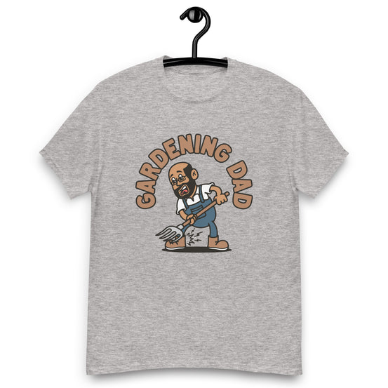 Gardening Black Hair Tan Skin Tone Glasses Bald Beard Dad T-Shirt