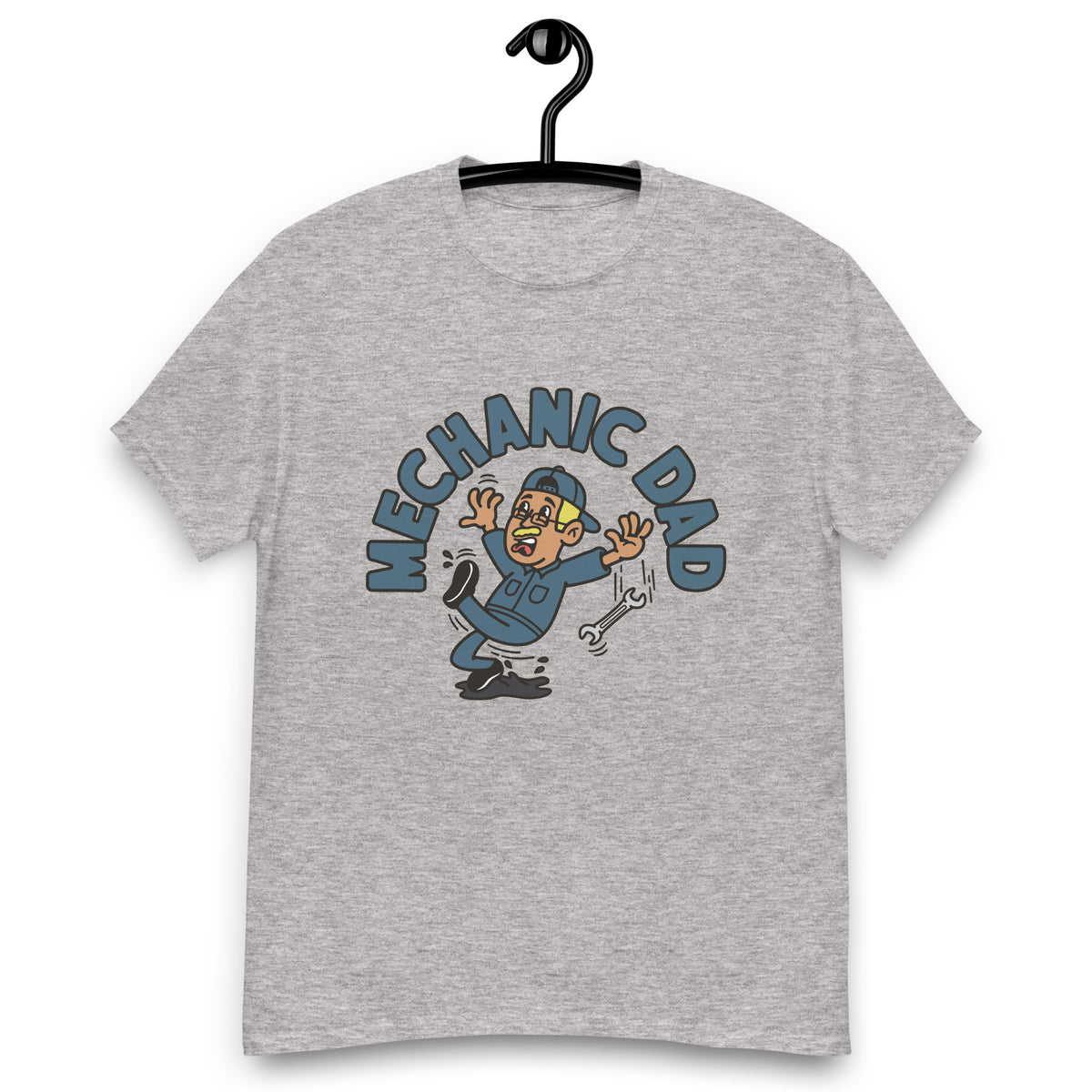 Mechanic Blond Hair Tan Skin Tone Glasses Moustache Dad T-Shirt