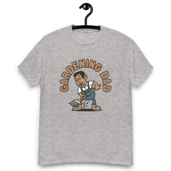 Gardening Black Hair Tan Skin Tone No-Glasses Short Stubble Dad T-Shirt