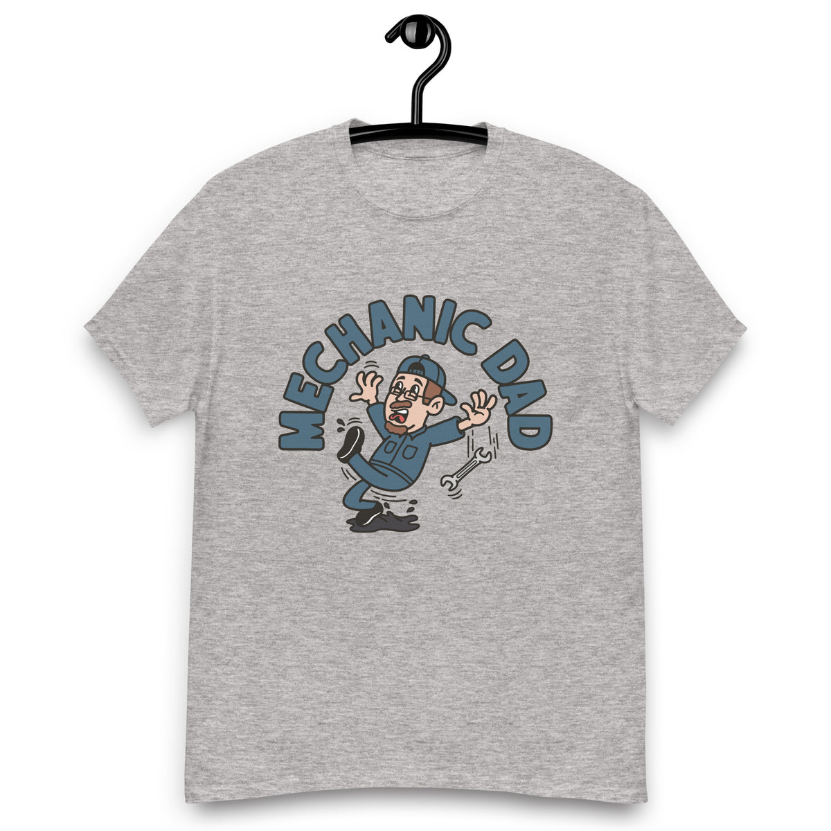 Mechanic Brown Hair Light Skin Tone Glasses Moustache & Chin Beard Dad T-Shirt