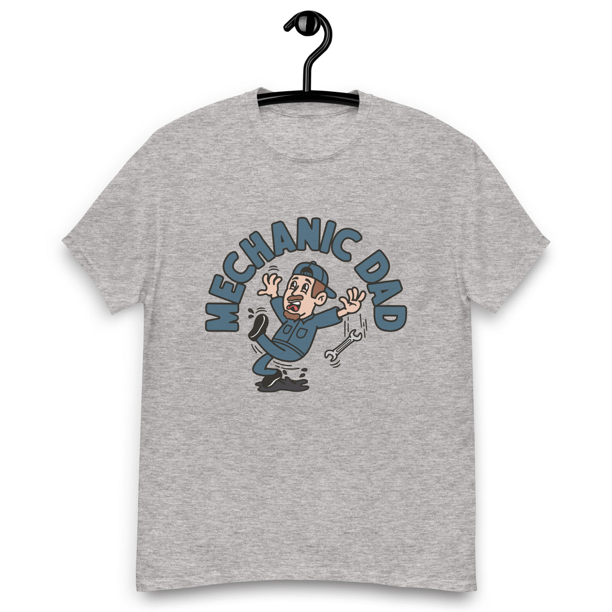 Mechanic Brown Hair Light Skin Tone No-Glasses Moustache & Chin Beard Dad T-Shirt