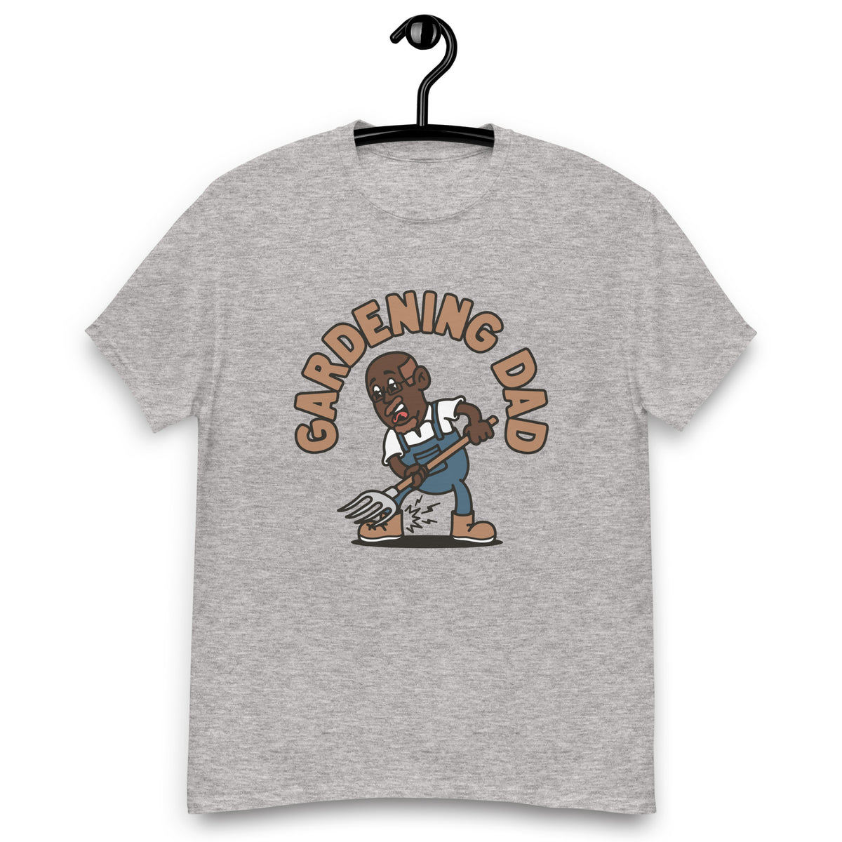 Gardening Brown Hair Dark Skin Tone Glasses Bald Moustache & Chin Beard Dad T-Shirt