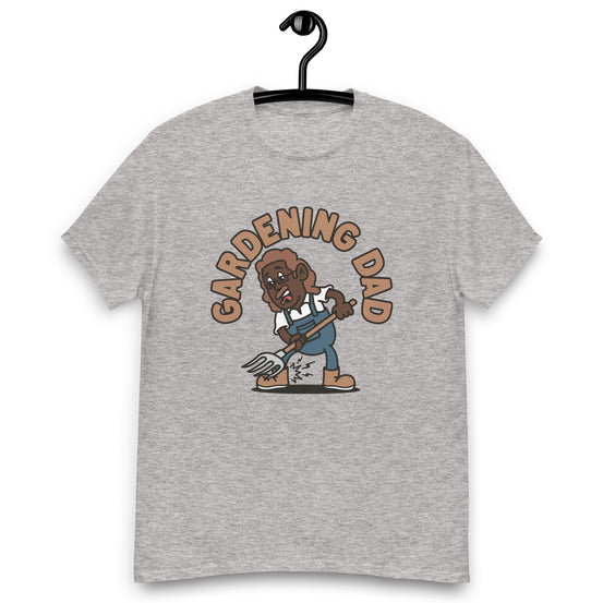 Gardening Brown Hair Dark Skin Tone Glasses Long Moustache Dad T-Shirt