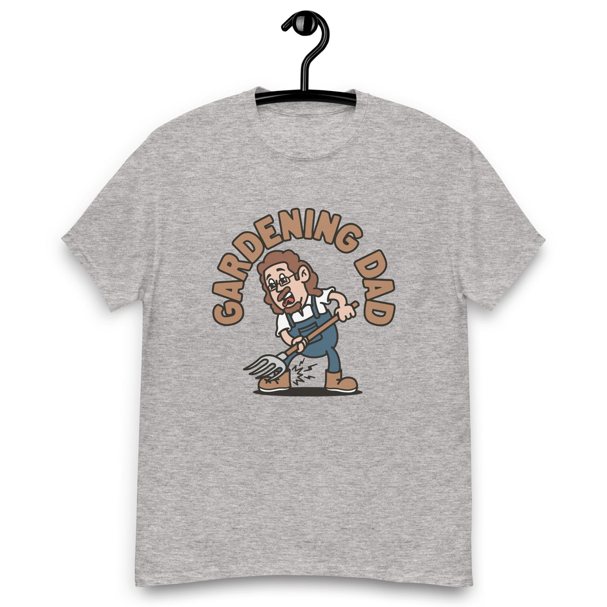 Gardening Brown Hair Light Skin Tone Glasses Long Moustache & Chin Beard Dad T-Shirt