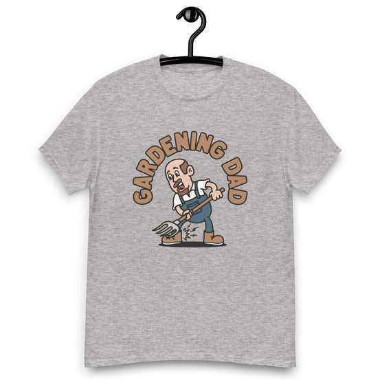 Gardening Brown Hair Light Skin Tone No-Glasses Bald Moustache & Chin Beard Dad T-Shirt