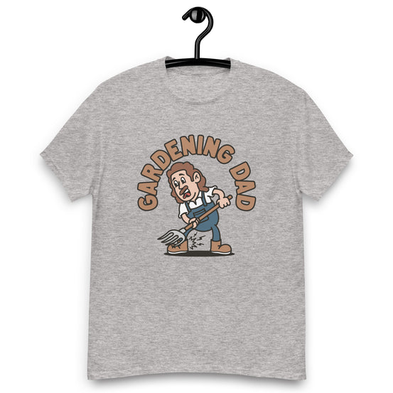 Gardening Brown Hair Light Skin Tone No-Glasses Long Moustache Dad T-Shirt