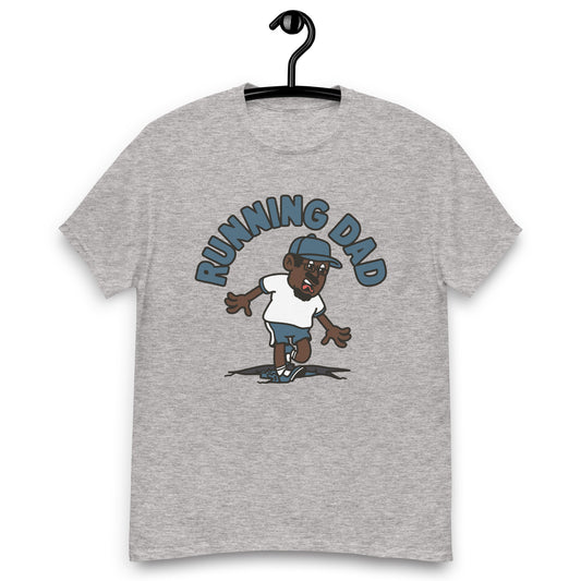 Running Black Hair Dark Skin Tone Glasses Moustache & Chin Beard Dad T-Shirt