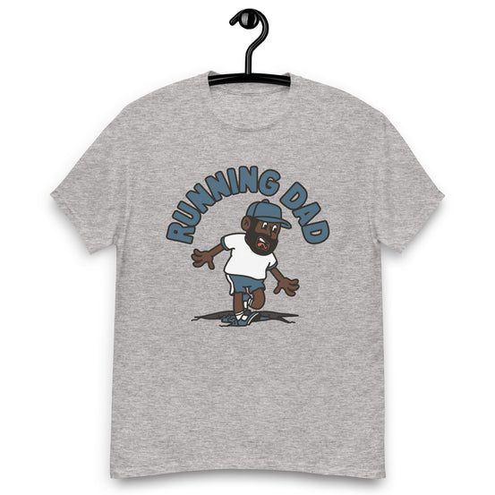 Running Black Hair Dark Skin Tone No-Glasses Beard Dad T-Shirt