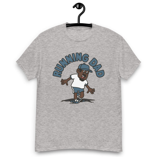 Running Black Hair Dark Skin Tone No-Glasses Moustache & Chin Beard Dad T-Shirt