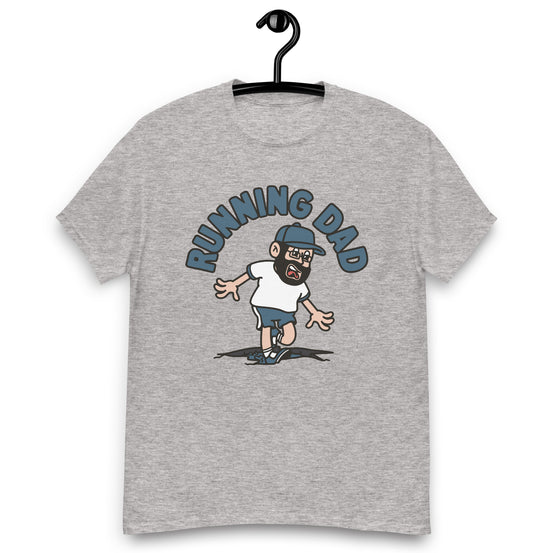 Running Black Hair Light Skin Tone Glasses Beard Dad T-Shirt