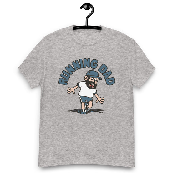 Running Black Hair Light Skin Tone No-Glasses Beard Dad T-Shirt