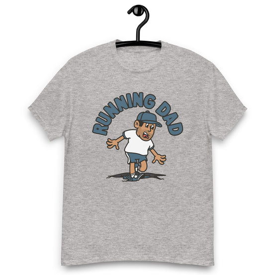 Running Black Hair Tan Skin Tone No-Glasses Stubble Dad T-Shirt