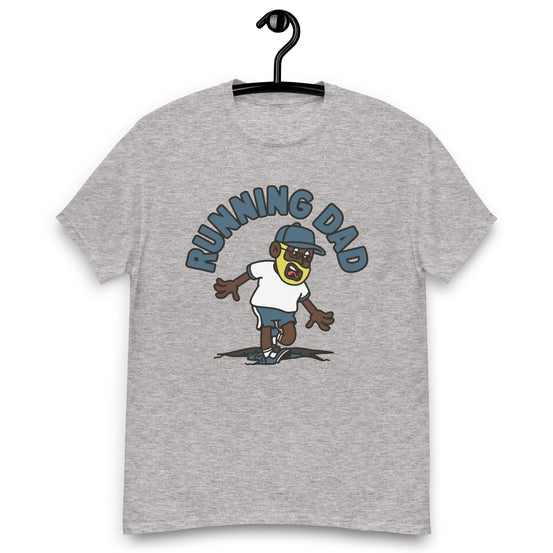 Running Blond Hair Dark Skin Tone Glasses Beard Dad T-Shirt