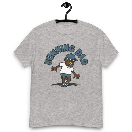 Running Blond Hair Dark Skin Tone Glasses Moustache & Chin Beard Dad T-Shirt