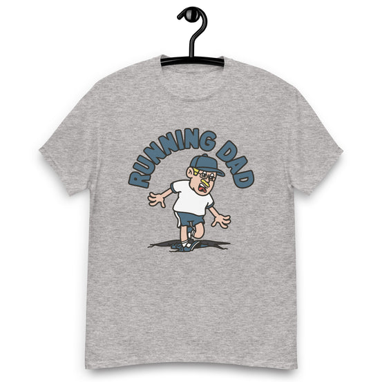 Running Blond Hair Light Skin Tone Glasses Moustache Dad T-Shirt