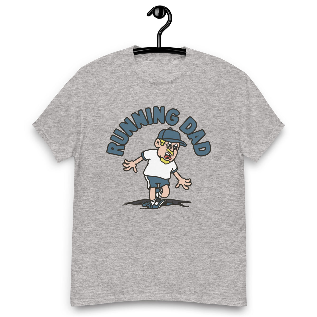 Running Blond Hair Light Skin Tone Glasses Moustache & Chin Beard Dad T-Shirt