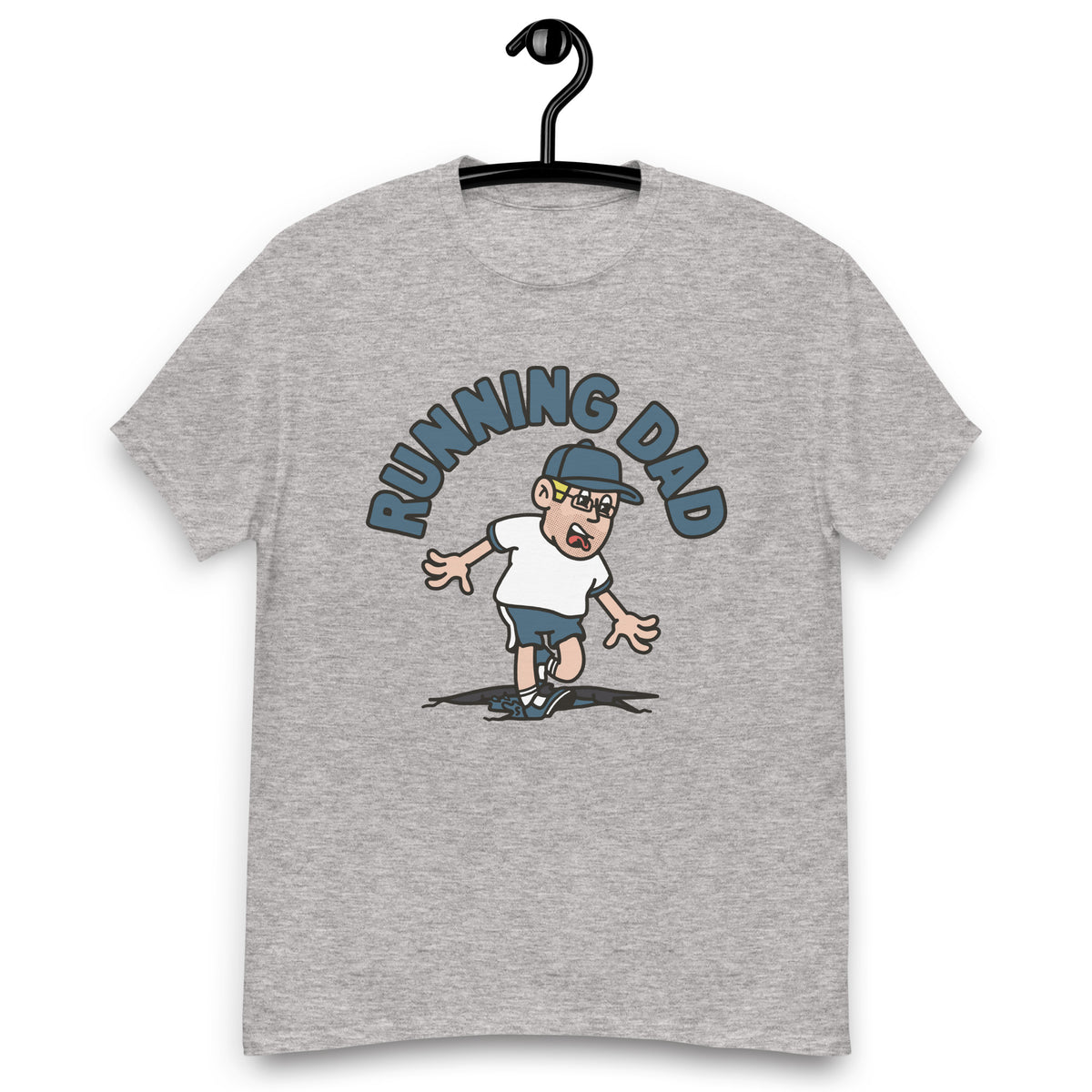 Running Blond Hair Light Skin Tone Glasses Stubble Dad T-Shirt