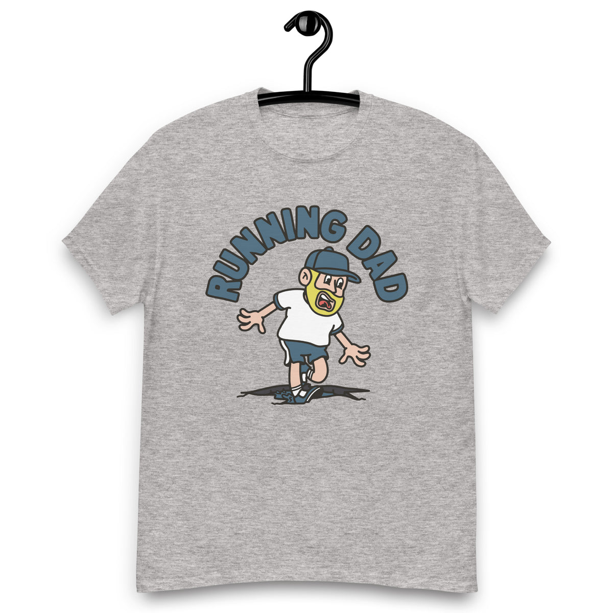 Running Blond Hair Light Skin Tone No-Glasses Beard Dad T-Shirt