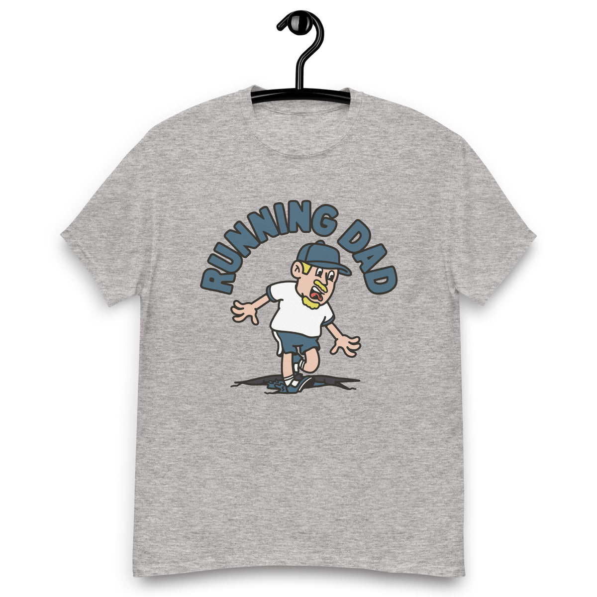 Running Blond Hair Light Skin Tone No-Glasses Moustache & Chin Beard Dad T-Shirt