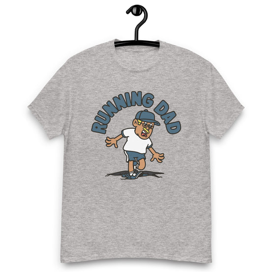 Running Blond Hair Tan Skin Tone Glasses Moustache Dad T-Shirt