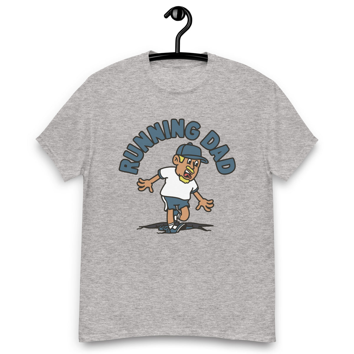 Running Blond Hair Tan Skin Tone No-Glasses Moustache & Chin Beard Dad T-Shirt