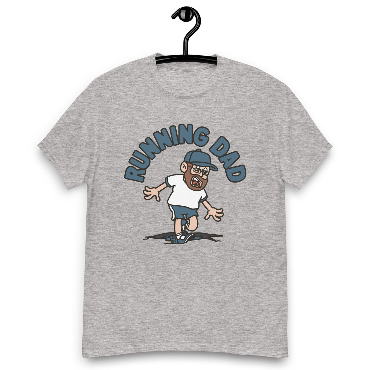 Running Brown Hair Light Skin Tone Glasses Beard Dad T-Shirt