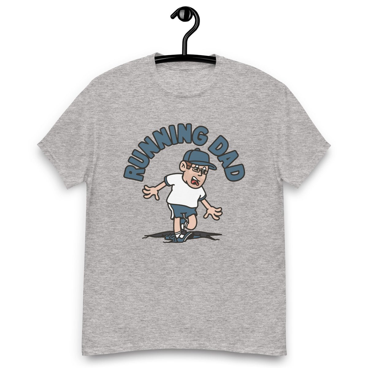 Running Brown Hair Light Skin Tone Glasses Stubble Dad T-Shirt