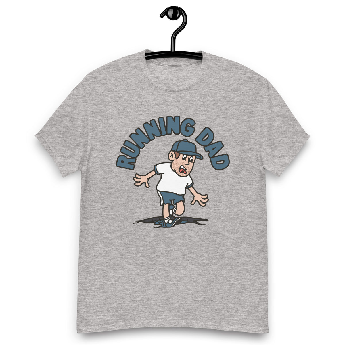 Running Brown Hair Light Skin Tone No-Glasses Stubble Dad T-Shirt