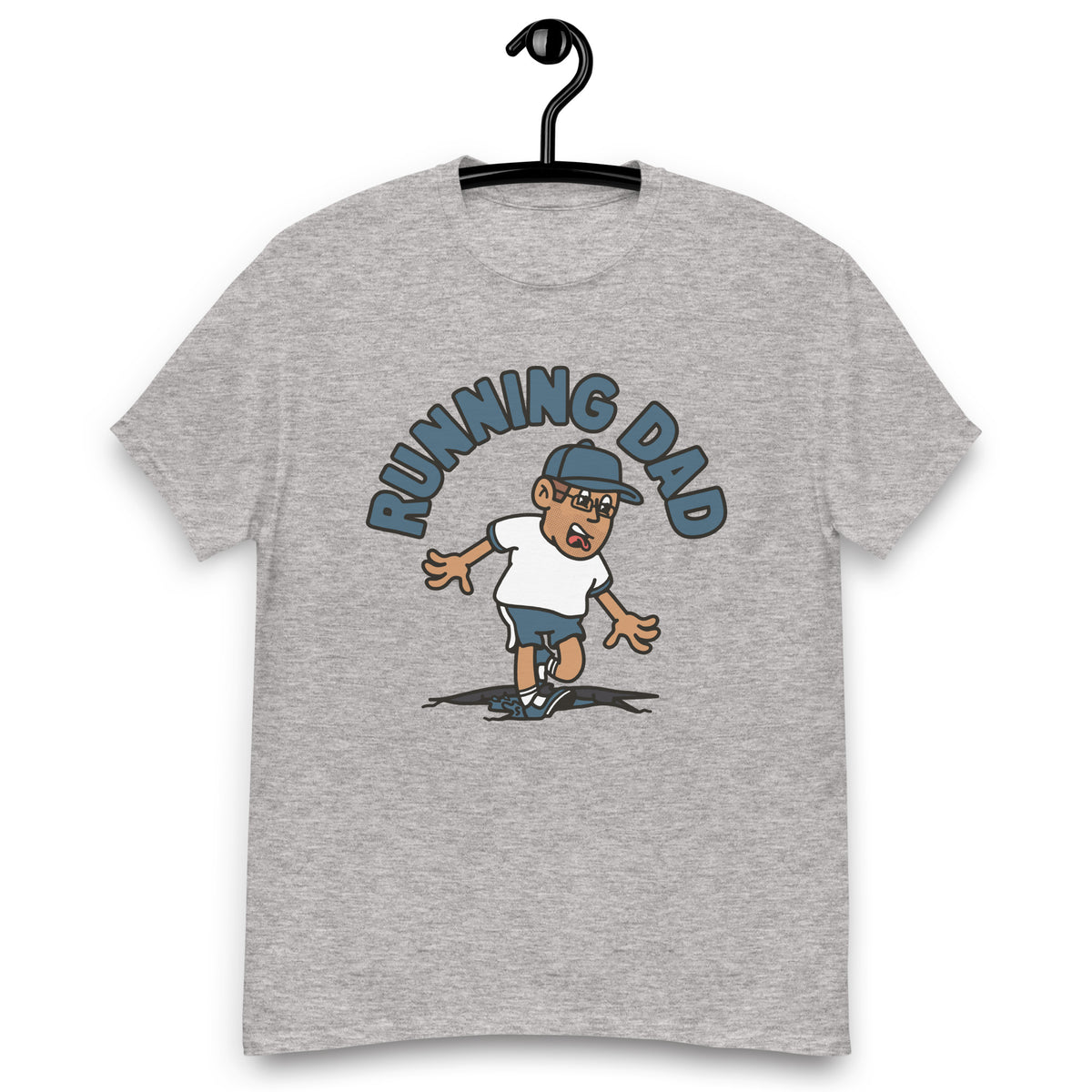 Running Brown Hair Tan Skin Tone Glasses Stubble Dad T-Shirt