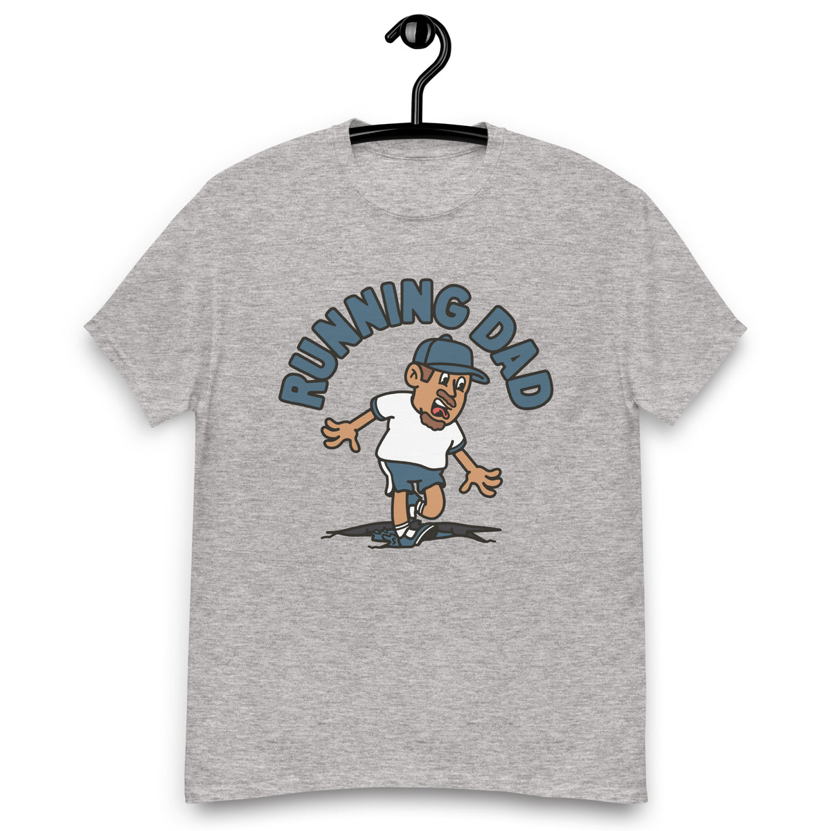 Running Brown Hair Tan Skin Tone No-Glasses Moustache & Chin Beard Dad T-Shirt