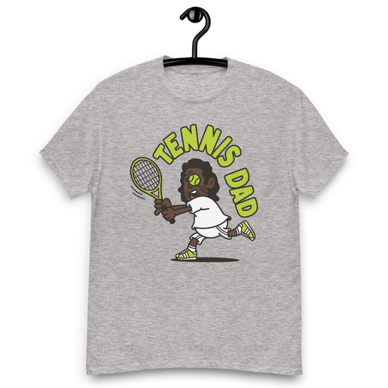 Tennis Black Hair Dark Skin Tone No-Glasses Long Stubble Dad T-Shirt