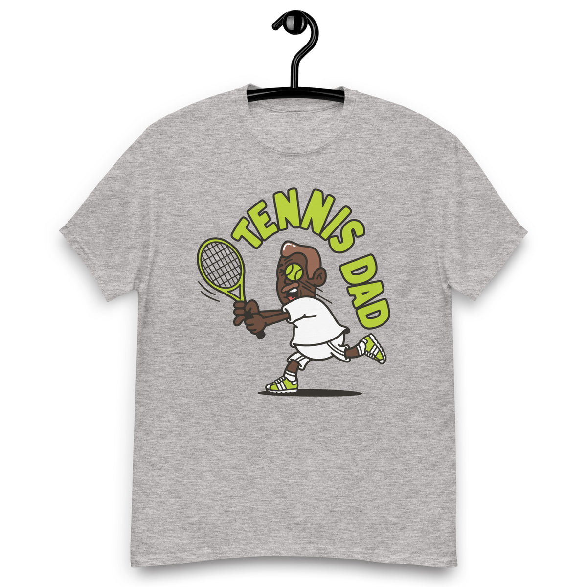 Tennis Brown Hair Dark Skin Tone No-Glasses Medium Moustache Dad T-Shirt