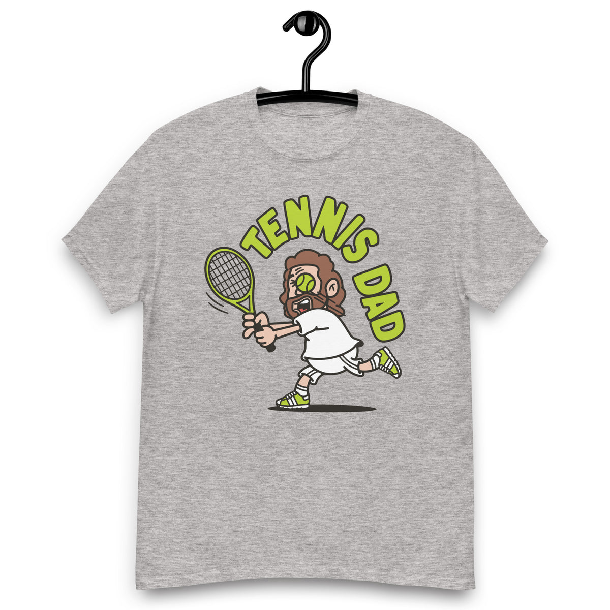 Tennis Brown Hair Light Skin Tone No-Glasses Long Beard Dad T-Shirt