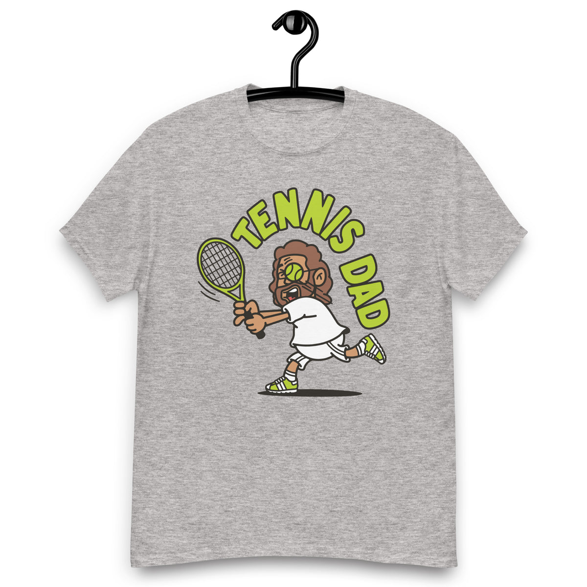 Tennis Brown Hair Tan Skin Tone Glasses Long Beard Dad T-Shirt