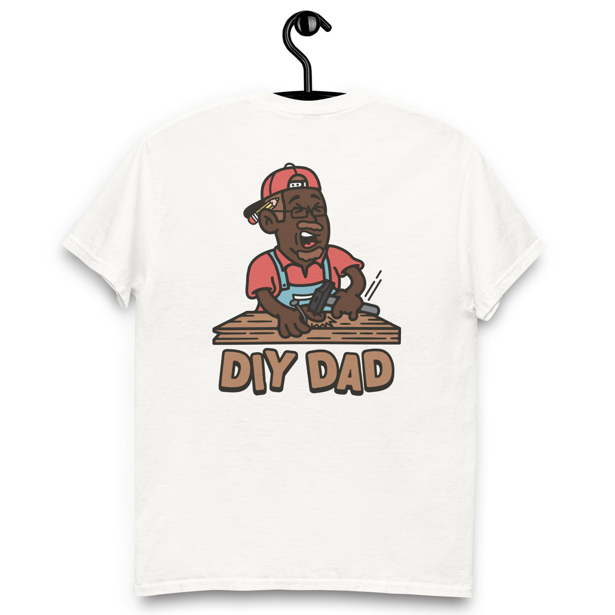 DIY Brown Hair Dark Skin Tone Glasses Moustache & Chin Beard Dad T-Shirt
