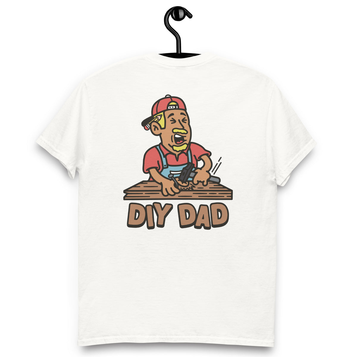 DIY Blond Hair Tan Skin Tone No-Glasses Moustache & Chin Beard Dad T-Shirt