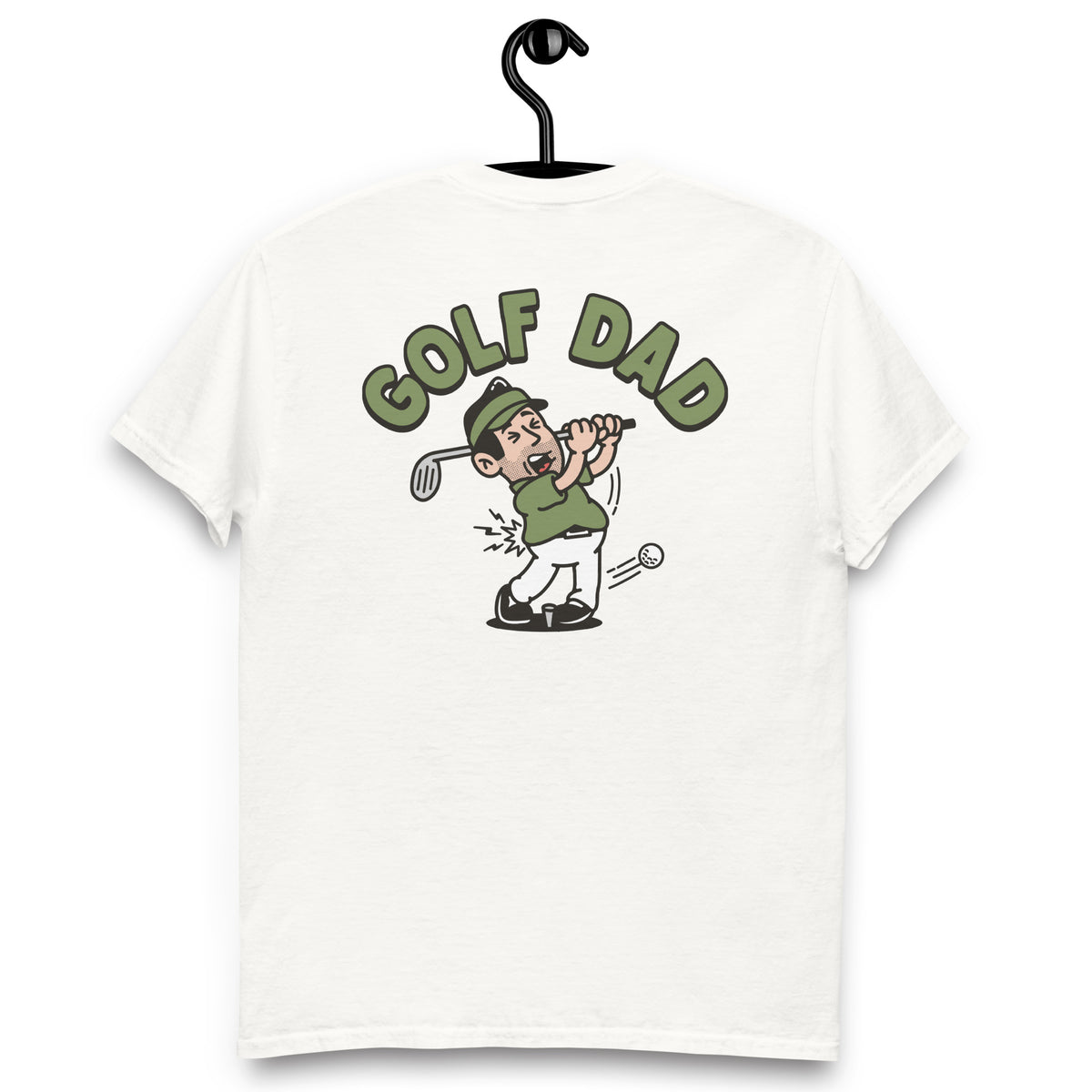 Golf Black Hair Light Skin Tone No-Glasses Stubble Dad T-Shirt