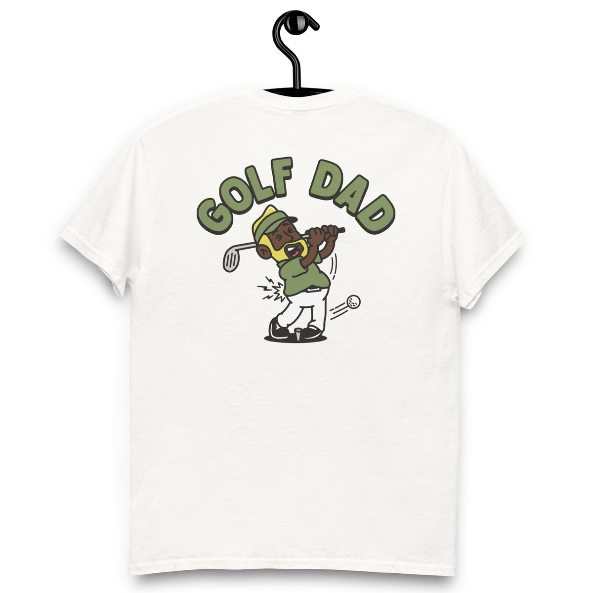 Golf Blond Hair Dark Skin Tone No-Glasses Beard Dad T-Shirt