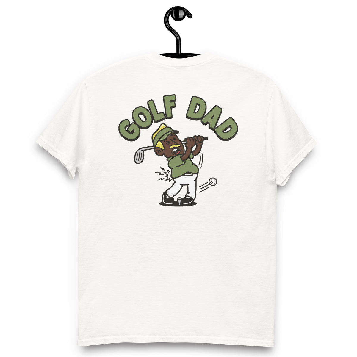 Golf Blond Hair Dark Skin Tone No-Glasses Moustache Dad T-Shirt