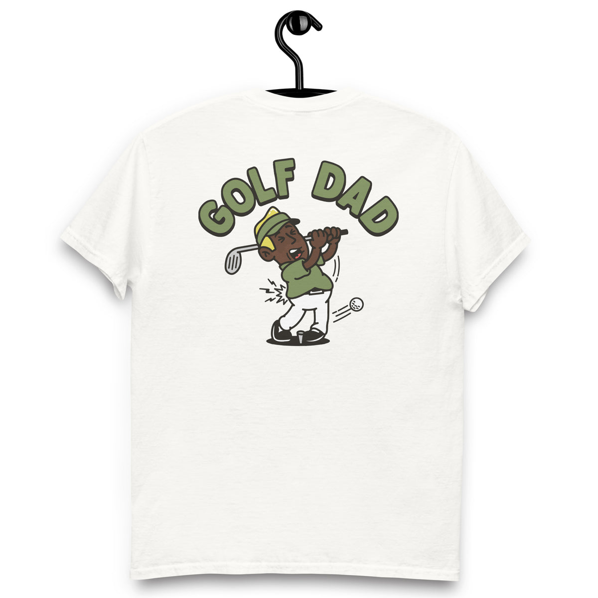 Golf Blond Hair Dark Skin Tone No-Glasses Stubble Dad T-Shirt