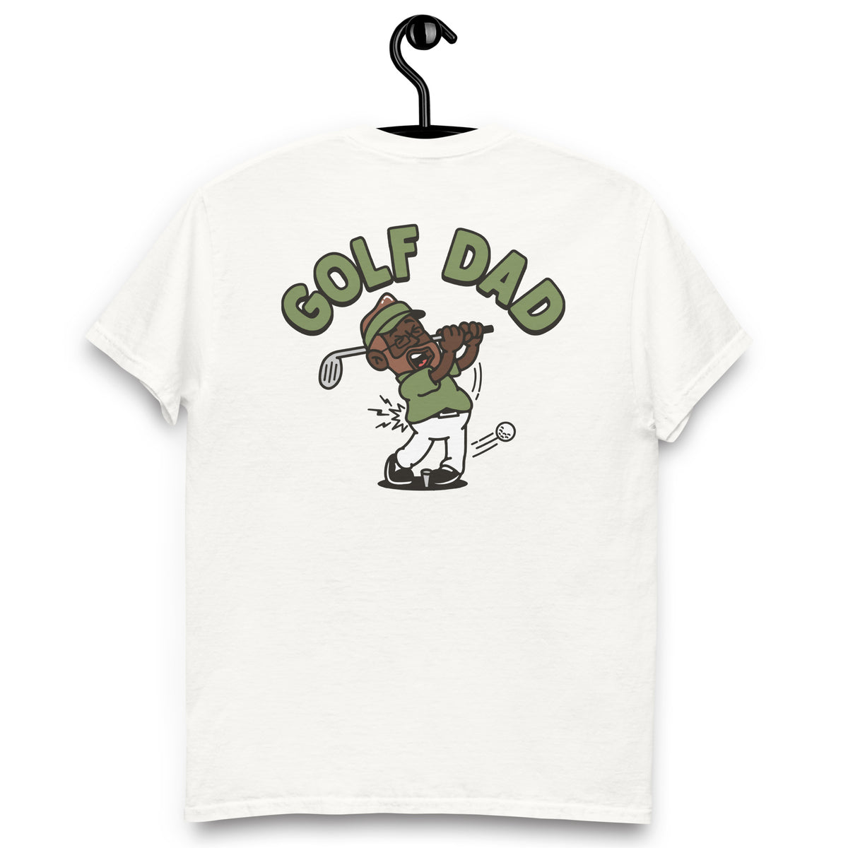 Golf Brown Hair Dark Skin Tone Glasses Beard Dad T-Shirt