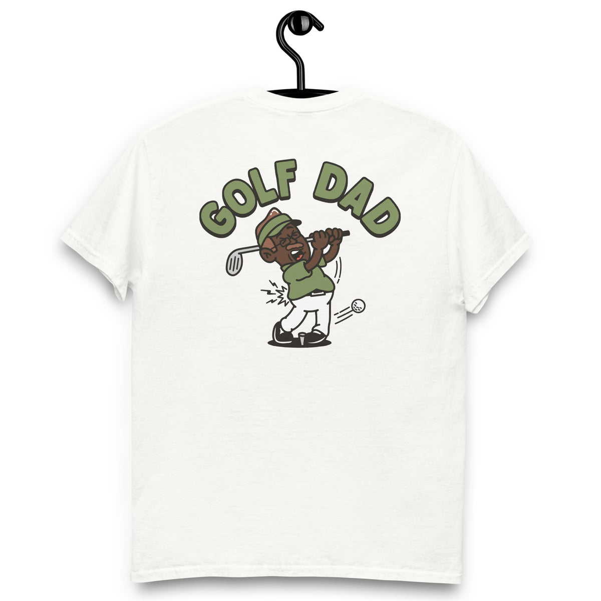Golf Brown Hair Dark Skin Tone Glasses Moustache Dad T-Shirt